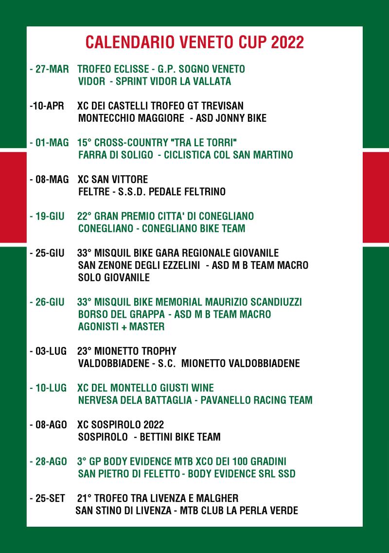 Veneto Cup 2022 Cambia il Calendario